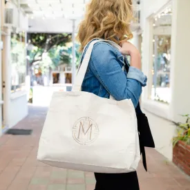 Medallion Modern Monogram Canvas Pocket Tote