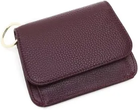 Mudono Small Wallet for Women RFID Blocking Genuine Leather Card Case Slim Tri-Fold Wallet with Zipper Pocket and Keychain