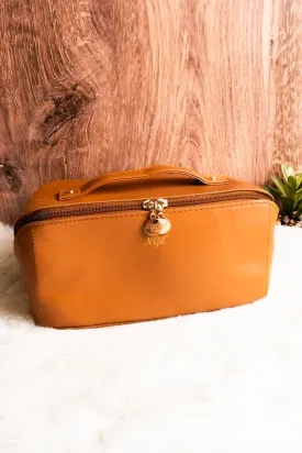 NGIL Morning Ready Brown Large Expandable Cosmetic Bag