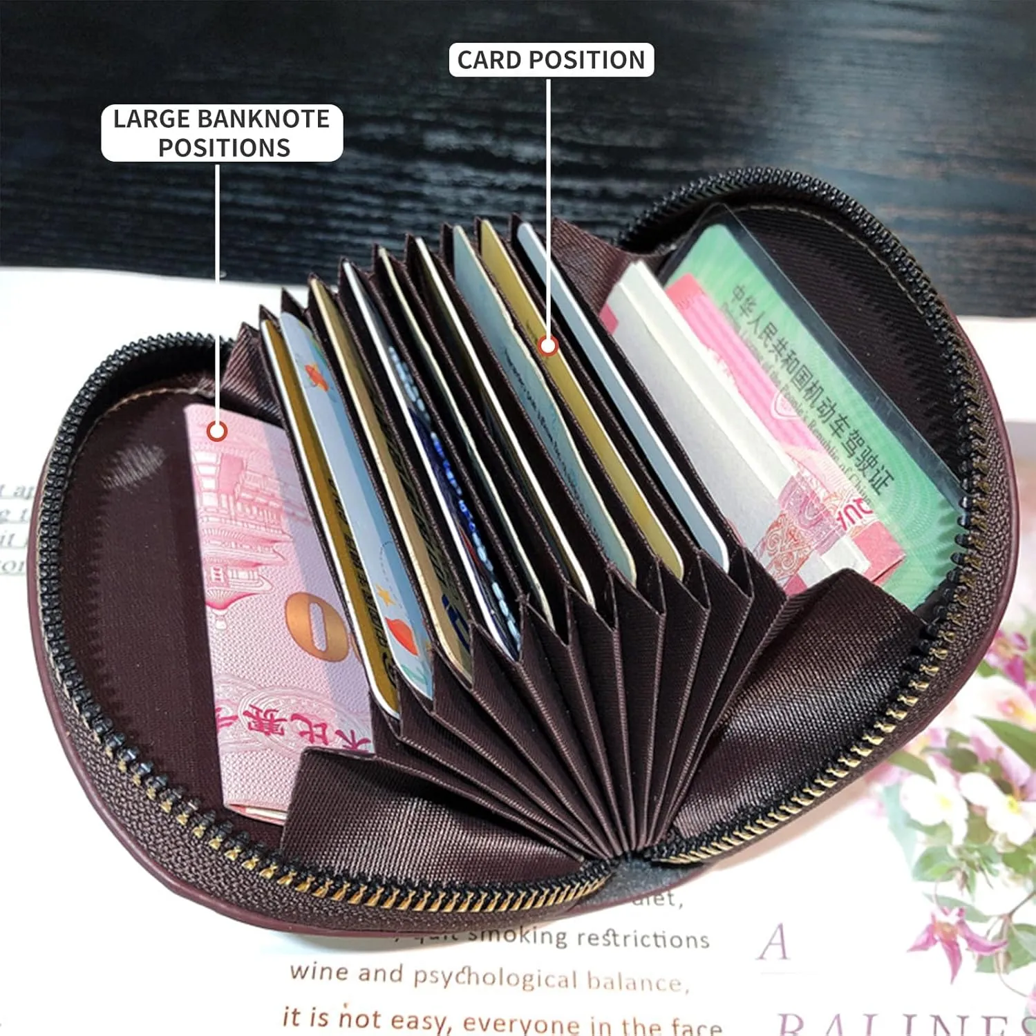 Popular Purse Set for Womens Wallet Includes A Triple Fold Purse and Two Small Card Bag with Multiple Slots (khaki)