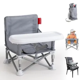 Portable 3-in-1 Baby Booster Seat  Cozy Floor Seat, Feeding Seat with Tray, Toddler Booster  Compact, Foldable, Safe with Child Safety Belt Carry Bag  Perfect for Travel & Family Time