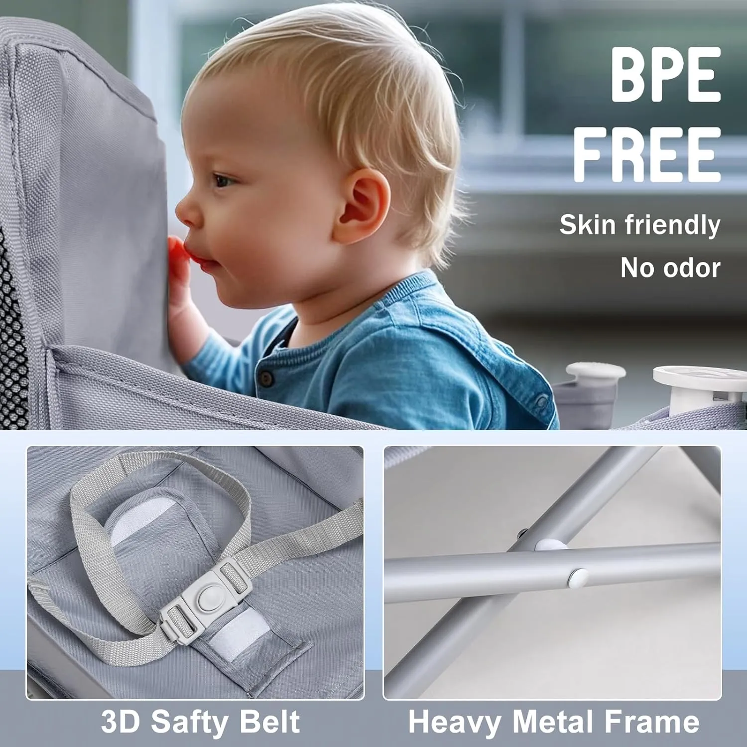 Portable 3-in-1 Baby Booster Seat  Cozy Floor Seat, Feeding Seat with Tray, Toddler Booster  Compact, Foldable, Safe with Child Safety Belt Carry Bag  Perfect for Travel & Family Time