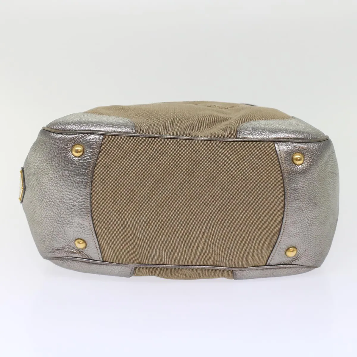 PRADA Tote Bag Canvas Leather Beige  49595