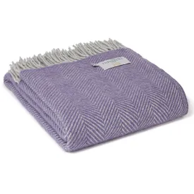 Pure New Wool Throw - Lavender and Silver Herringbone