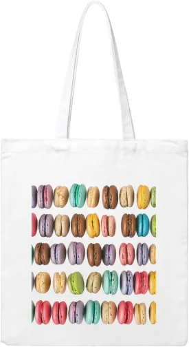 Reusable Heavy-Duty Canvas Tote Bag, Macaron Biscuit Flavored Pastries handbag 15.75x13.87 Inch, Large Eco-Friendly Shopping Tote for Travel, Gym, Gifts, Machine Washable