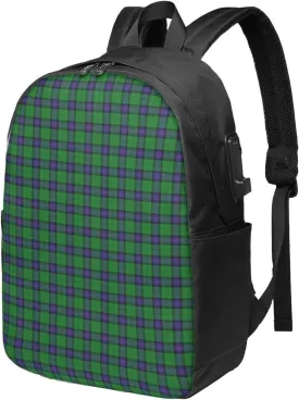 Scottish Clan Armstrong Tartan Plaid Usb Travel Laptop Backpack  Durable Polyester Backbag With Charging Port & Headphone Jack