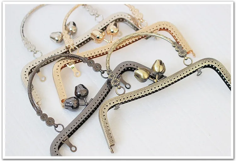 Silver Gold Purse Frame Metal Vintage Flowers Snap Clasp For Bag Sewing Clutch Handbag Making Findings Hardware Supply Accessories 20cm