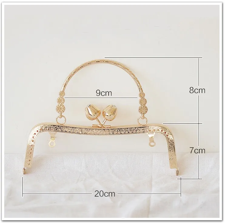 Silver Gold Purse Frame Metal Vintage Flowers Snap Clasp For Bag Sewing Clutch Handbag Making Findings Hardware Supply Accessories 20cm