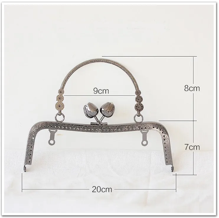 Silver Gold Purse Frame Metal Vintage Flowers Snap Clasp For Bag Sewing Clutch Handbag Making Findings Hardware Supply Accessories 20cm