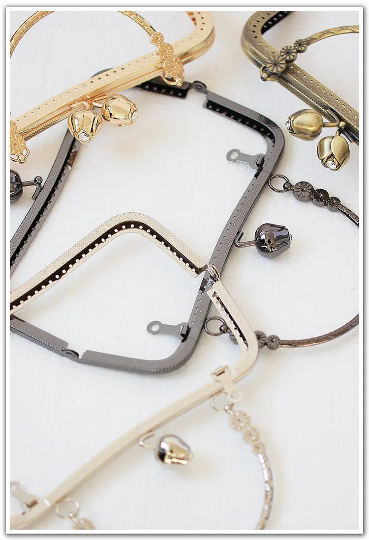 Silver Gold Purse Frame Metal Vintage Flowers Snap Clasp For Bag Sewing Clutch Handbag Making Findings Hardware Supply Accessories 20cm
