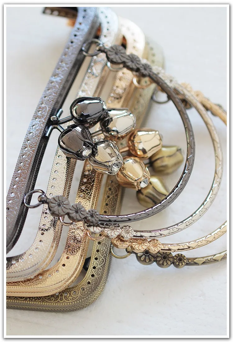 Silver Gold Purse Frame Metal Vintage Flowers Snap Clasp For Bag Sewing Clutch Handbag Making Findings Hardware Supply Accessories 20cm