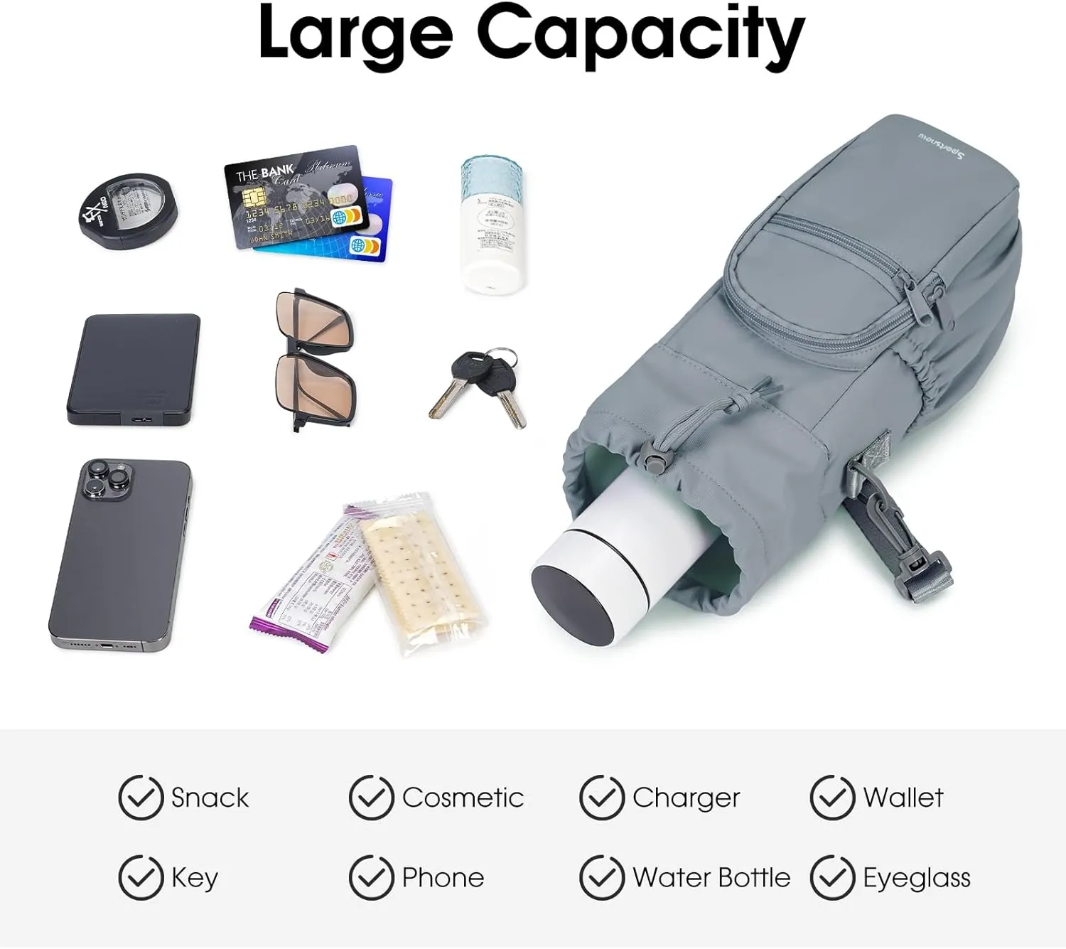 sportsnew Water Bottle Holder with Strap 32oz 40oz Insulated Water Bottle Carrier Sling Bag with Phone Pocket Crossbody