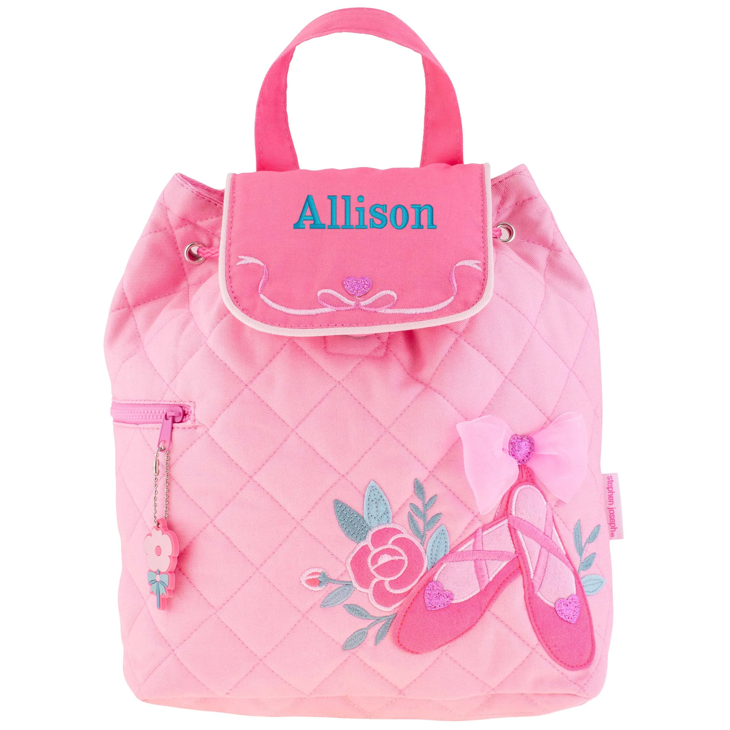 Stephen Joseph Embroidered Quilted Backpack for Toddlers, Ballet