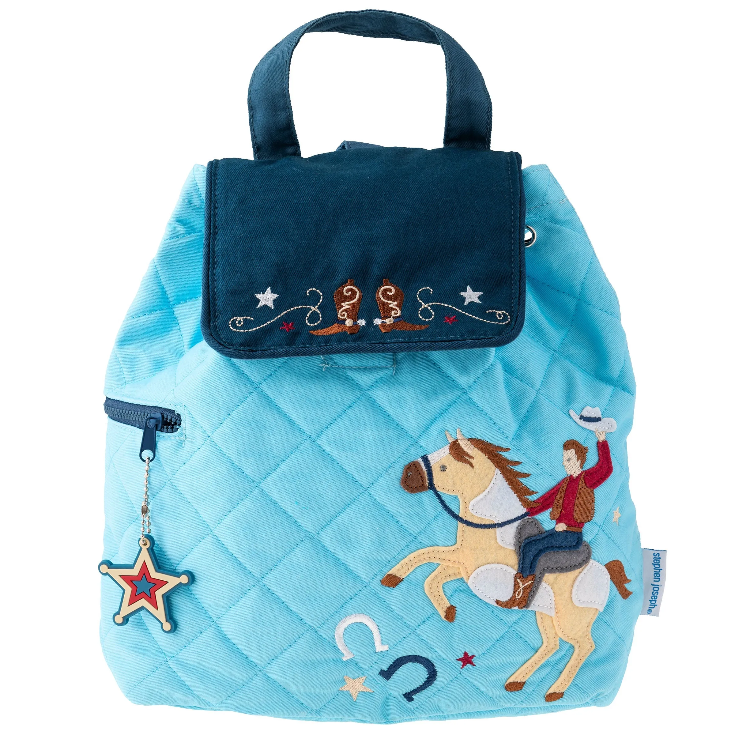 Stephen Joseph Embroidered Quilted Backpack for Toddlers, Cowboy Western
