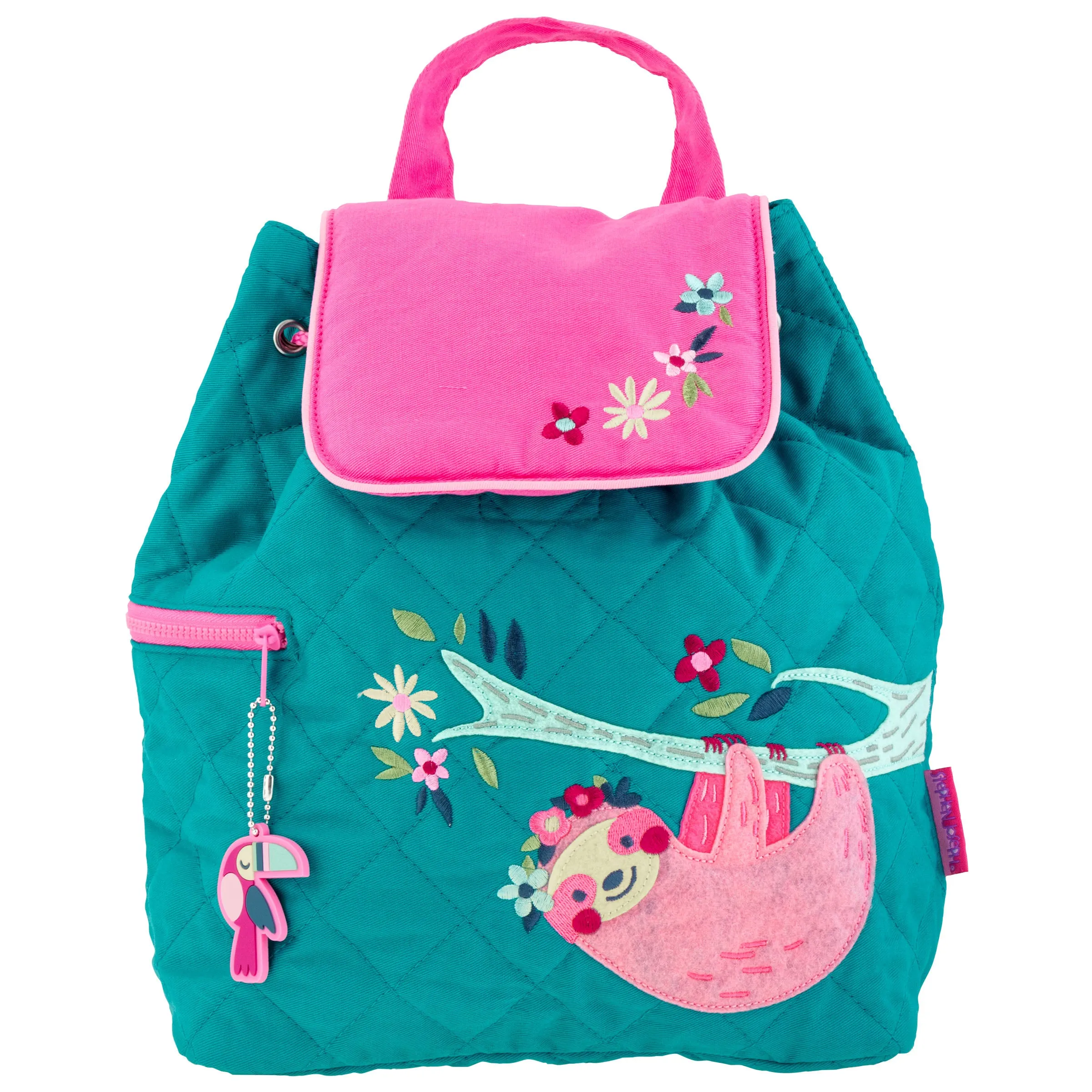 Stephen Joseph Embroidered Quilted Backpack for Toddlers, Sloth