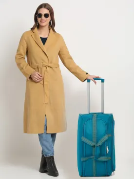 Teal Printed Medium Duffel Trolley Bag
