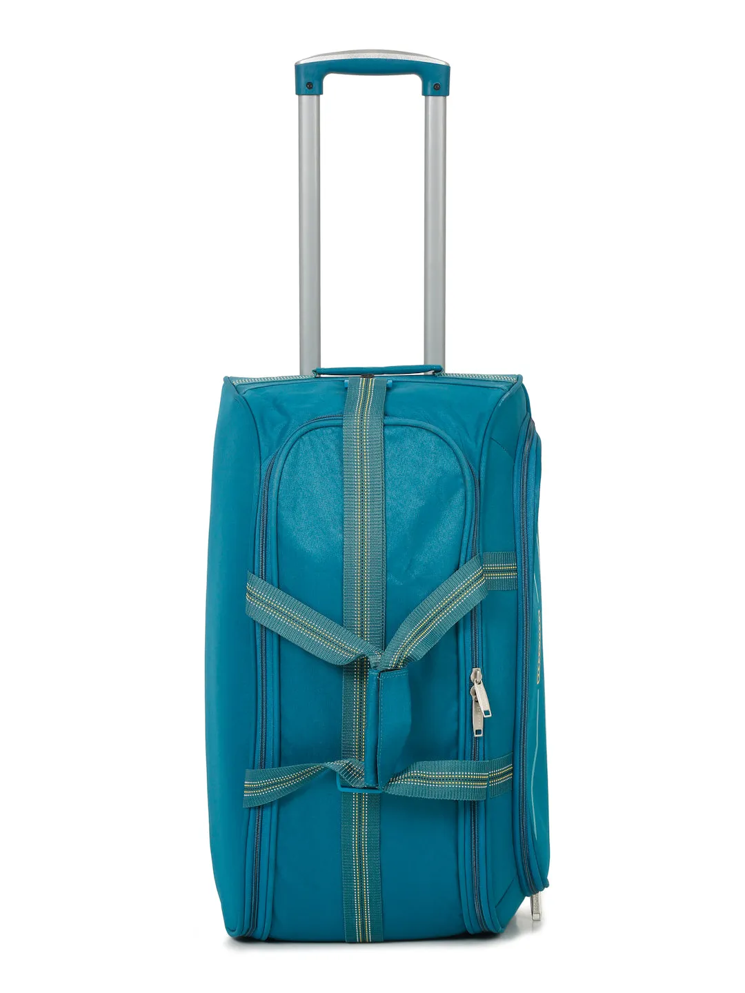 Teal Printed Medium Duffel Trolley Bag