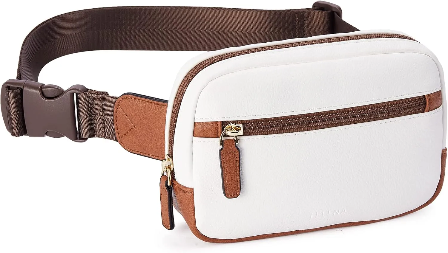 Telena Belt Bag for Women PU Leather Fanny Pack Crossbody Bags for Women Waist Bag with Adjustable Strap, Beige Brown