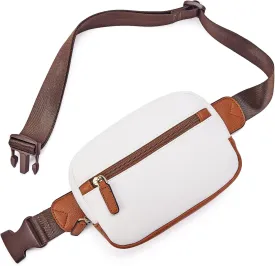Telena Belt Bag for Women PU Leather Fanny Pack Crossbody Bags for Women Waist Bag with Adjustable Strap, Beige Brown