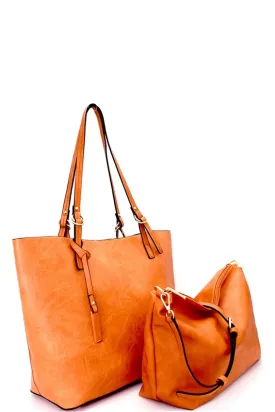 Textured Faux leather 2 in 1 tote/ handbags