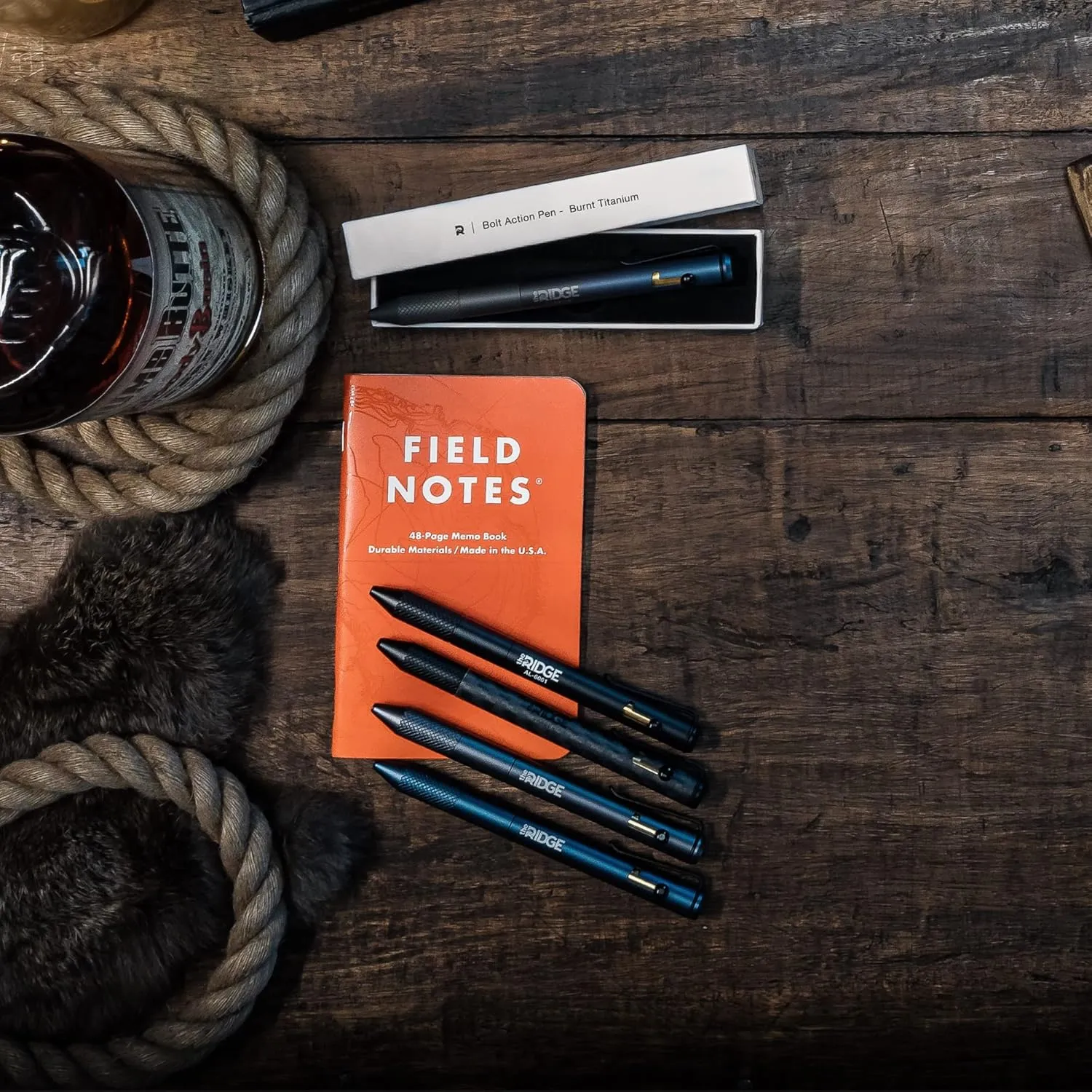 The Ridge Bolt Action Ballpoint Pen | Metal Retractable Compact Writing Instrument | Textured Grip & Internal Pressurized Refill | Carbon Fiber 3k