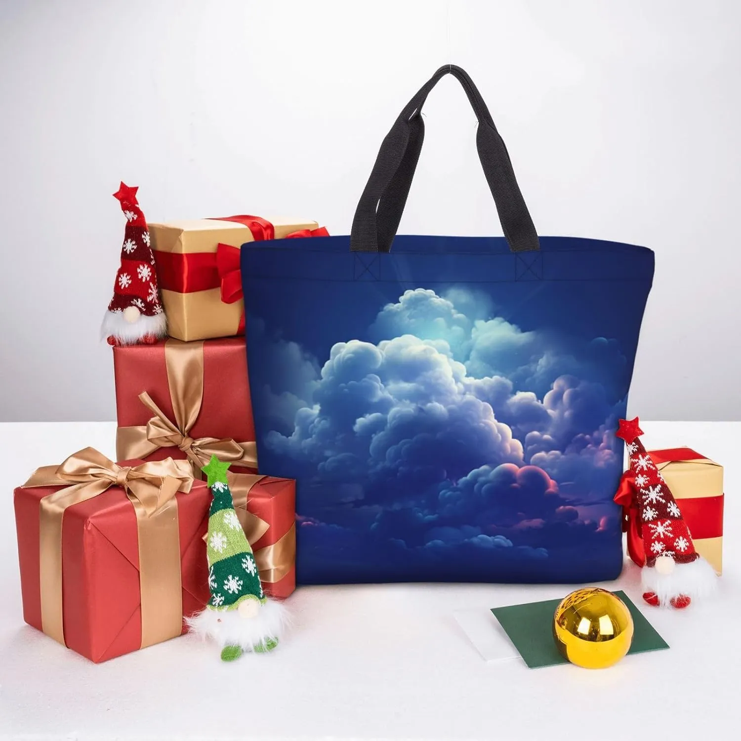 Tote Bag for Women Dark road to mountains Shoulder Bag with Zipper Handbag Large Capacity Reusable Grocery Bag