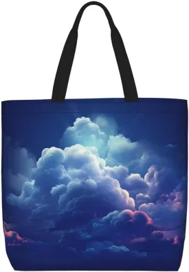Tote Bag for Women Dark road to mountains Shoulder Bag with Zipper Handbag Large Capacity Reusable Grocery Bag