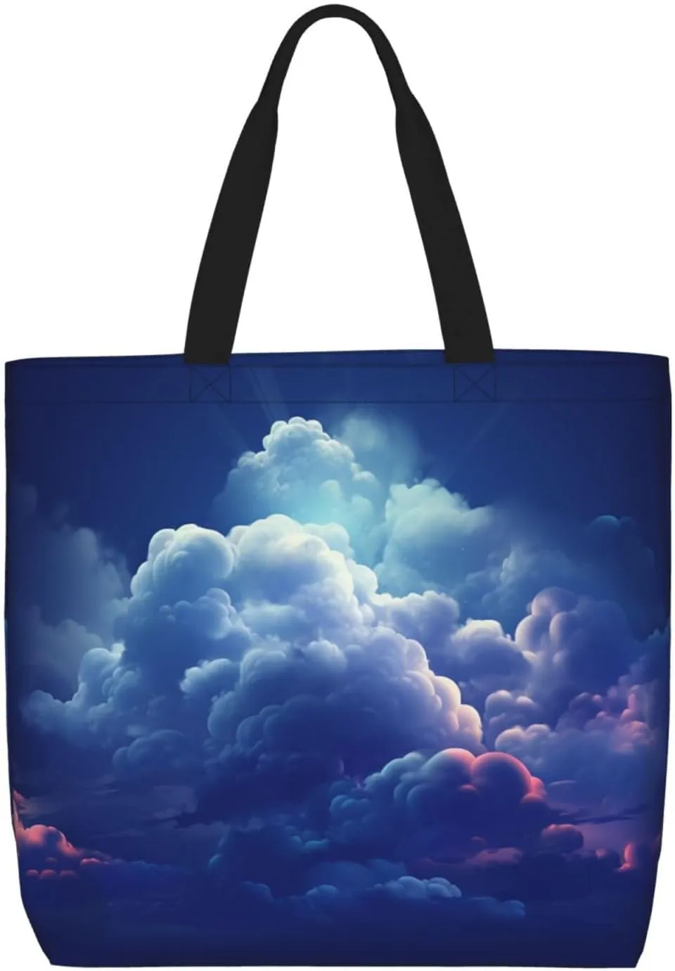 Tote Bag for Women Dark road to mountains Shoulder Bag with Zipper Handbag Large Capacity Reusable Grocery Bag