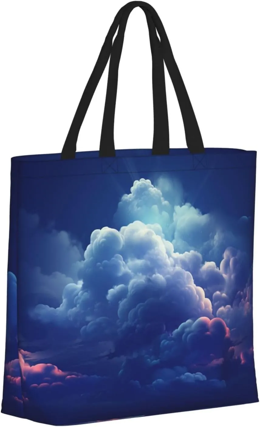 Tote Bag for Women Dark road to mountains Shoulder Bag with Zipper Handbag Large Capacity Reusable Grocery Bag