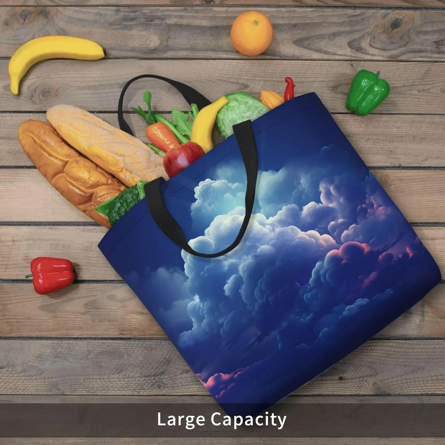 Tote Bag for Women Dark road to mountains Shoulder Bag with Zipper Handbag Large Capacity Reusable Grocery Bag