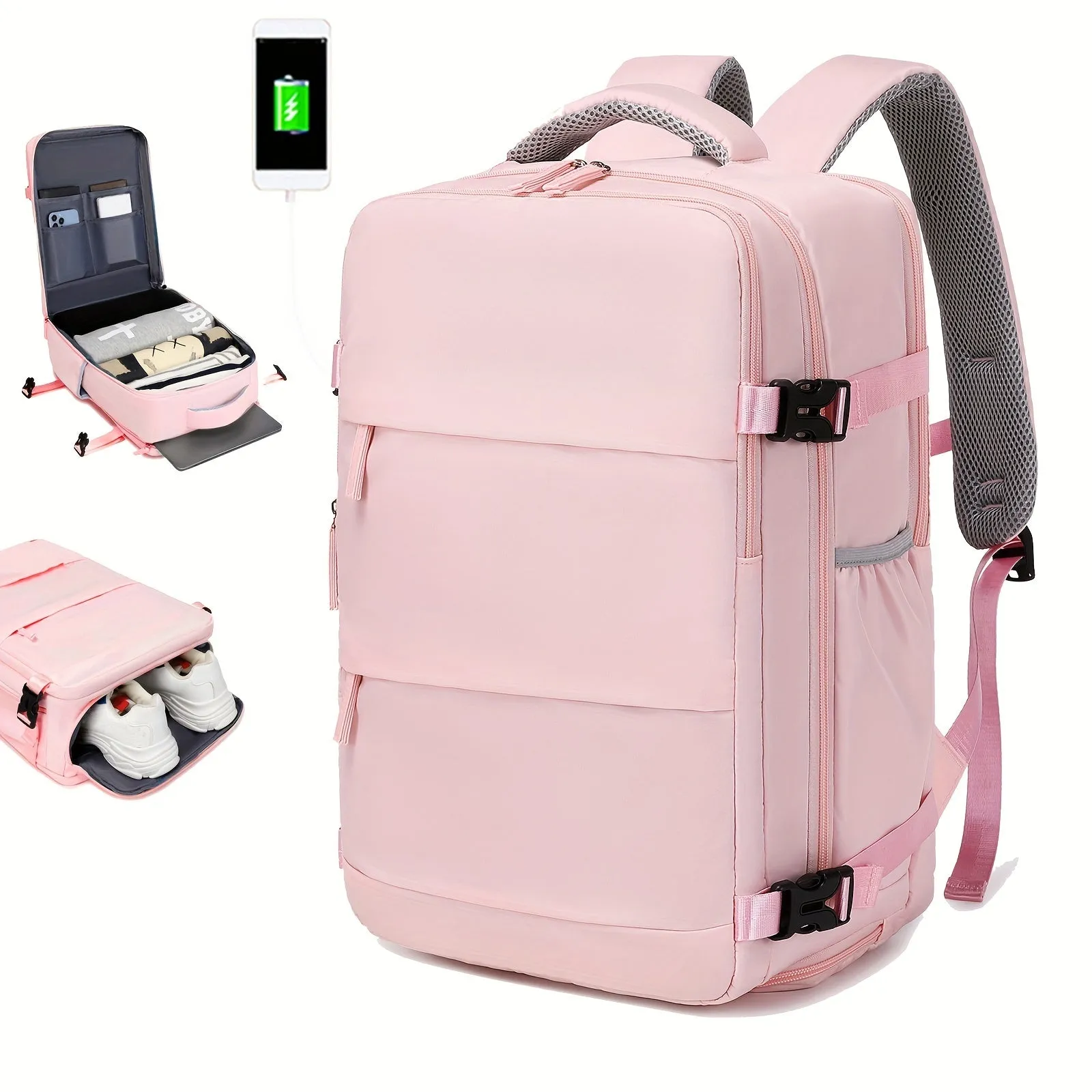 Waterproof Mens Travel Backpack with Shoe Compartment and Laptop Sleeve