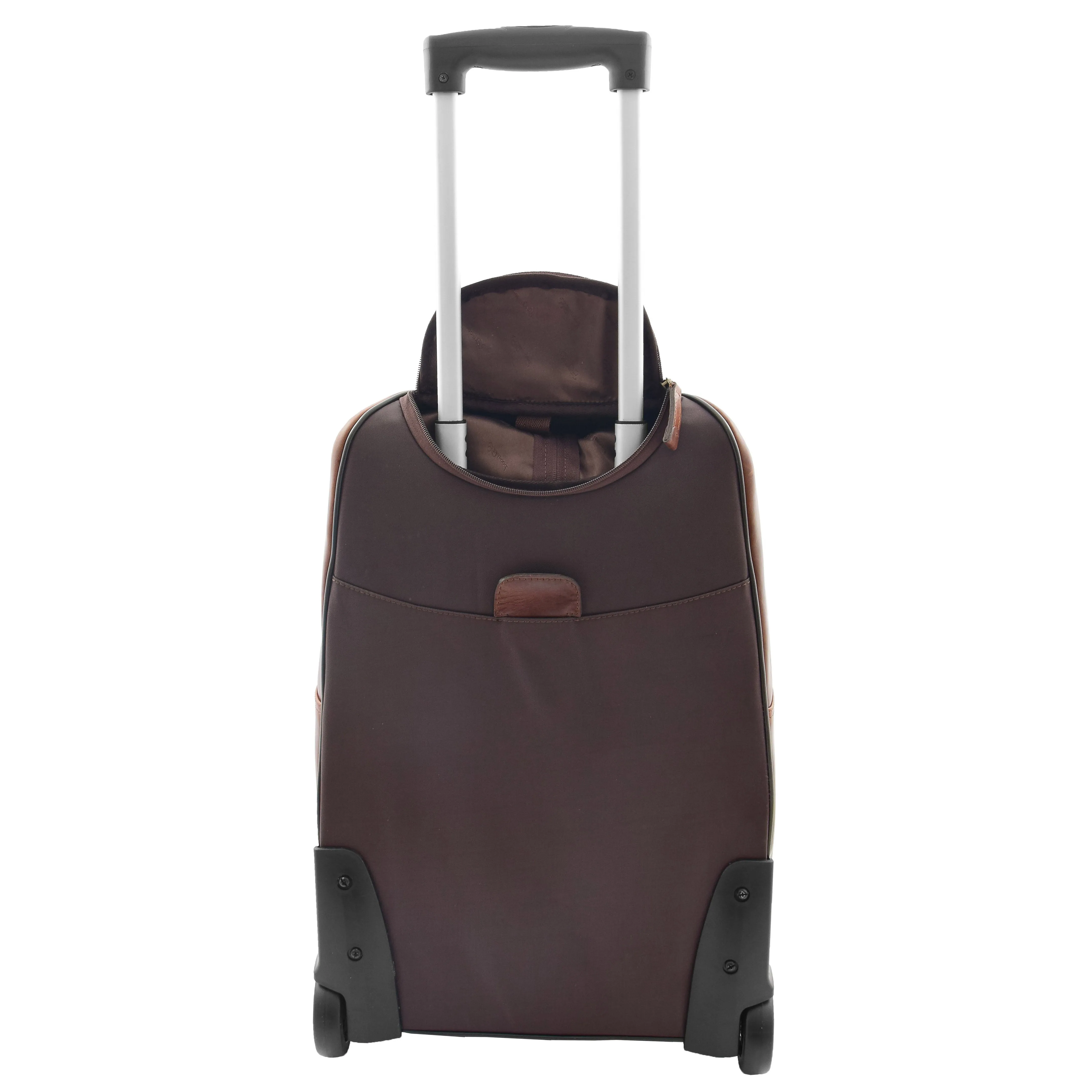 Wheeled Cabin Suitcase Real Brown Leather Luggage Travel Bag Carlos