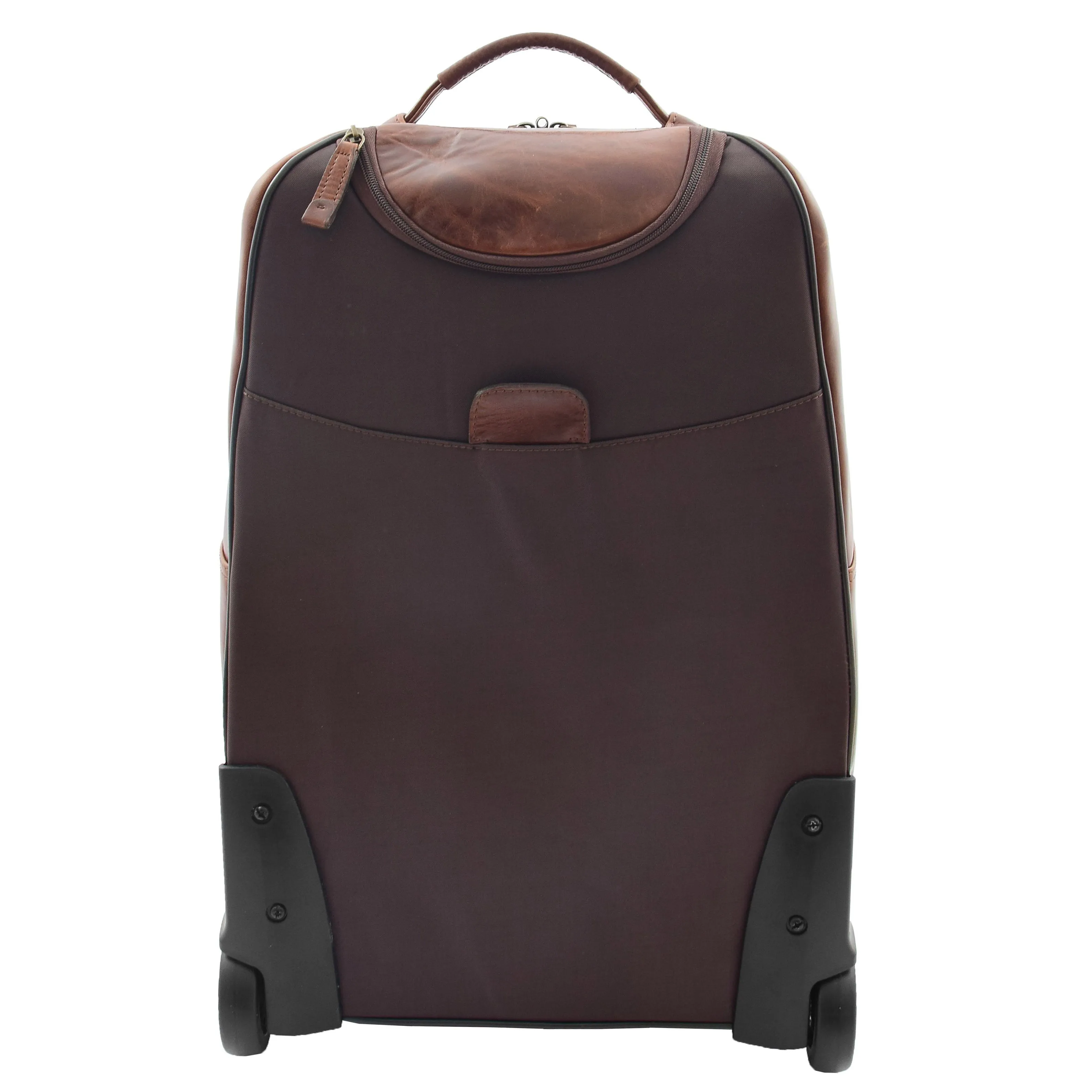 Wheeled Cabin Suitcase Real Brown Leather Luggage Travel Bag Carlos