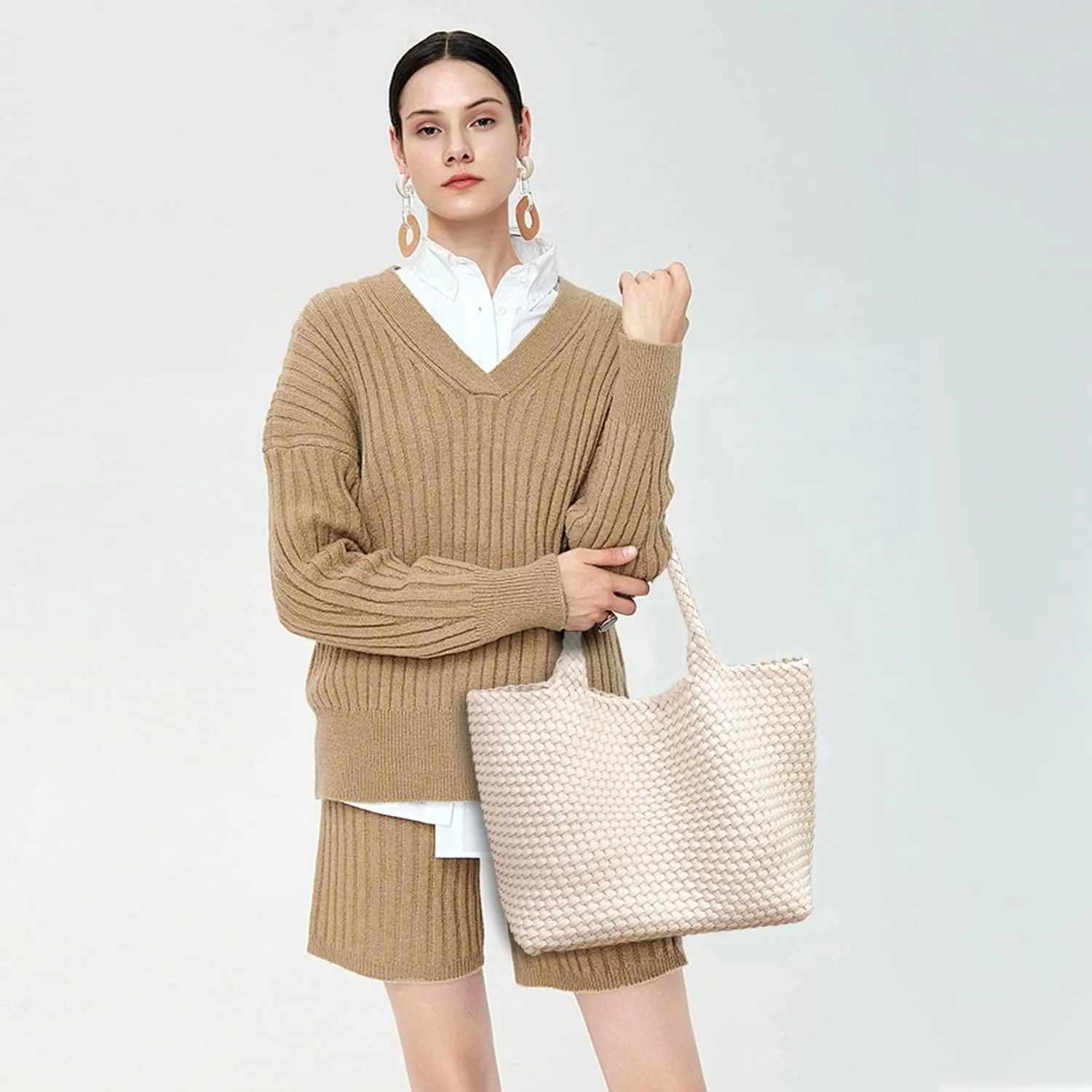 Woven Tote Bag for Women Large Fashion Summer Beach Tote Bagsand Purses Braided Bags Three piece women's bag set