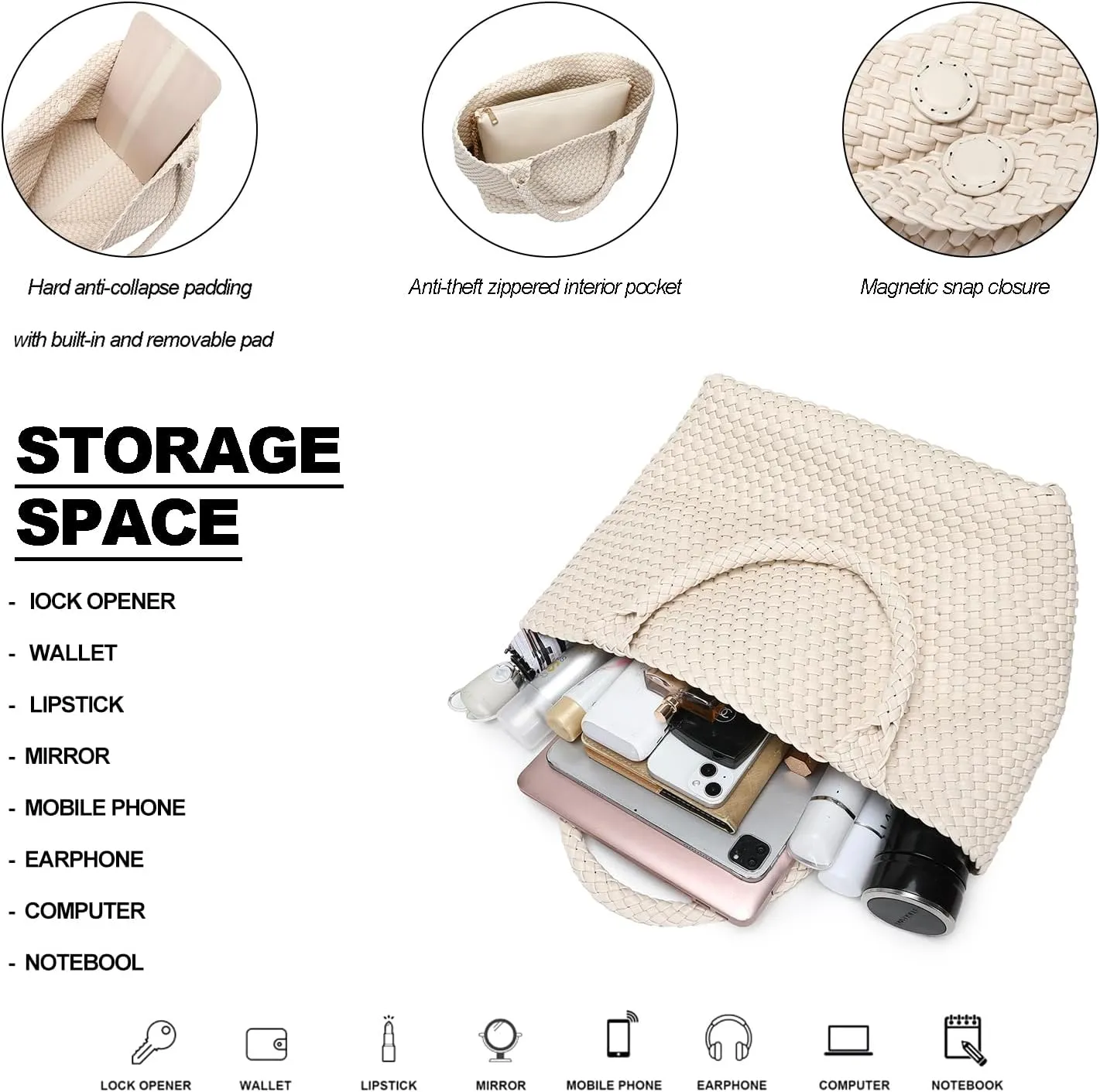 Woven Tote Bag for Women Large Fashion Summer Beach Tote Bagsand Purses Braided Bags Three piece women's bag set