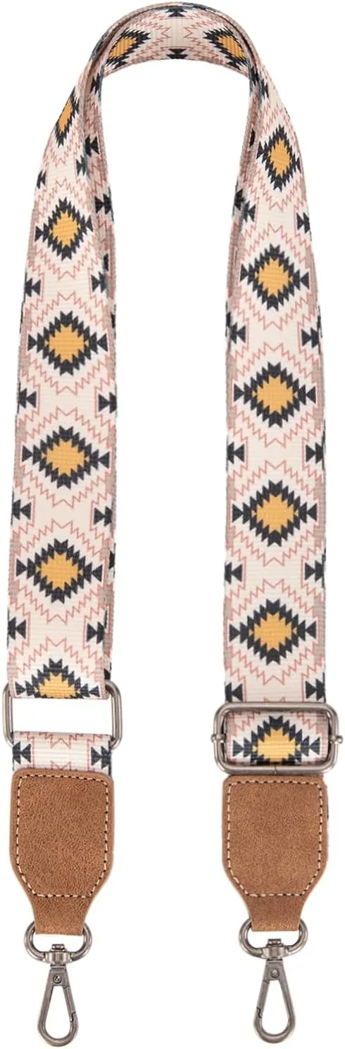 Wrangler Aztec Crossbody Bag for Women Southwestern Print Canvas Shoulder Purse with Distressed Look and Adjustable Strap